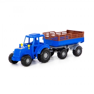 Трактор"Мастер"(синий)с прицепом  №2 84781
